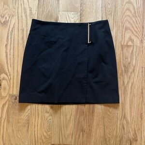 The Limited Wrap Black Mini Skirt with Cute Buckle